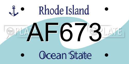 AF673 Rhode Island License Plate