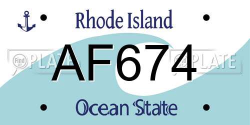 AF674 Rhode Island License Plate