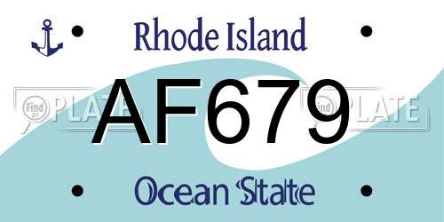 AF679 Rhode Island License Plate