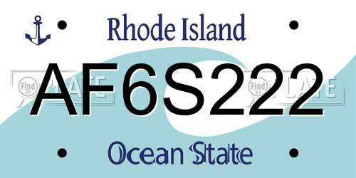 AF6S222 Rhode Island License Plate