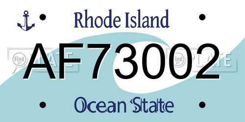 AF73002 Rhode Island License Plate