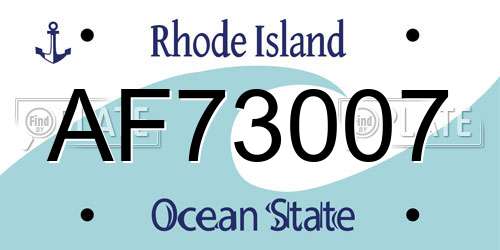 AF73007 Rhode Island License Plate