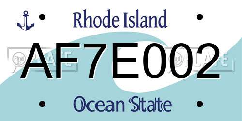 AF7E002 Rhode Island License Plate