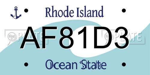 AF81D3 Rhode Island License Plate
