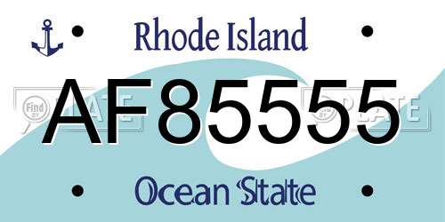 AF85555 Rhode Island License Plate