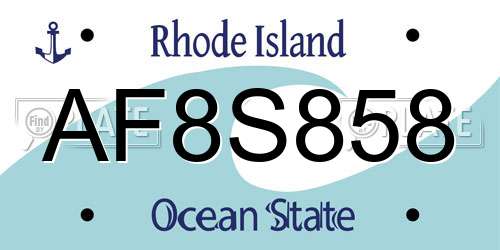 AF8S858 Rhode Island License Plate