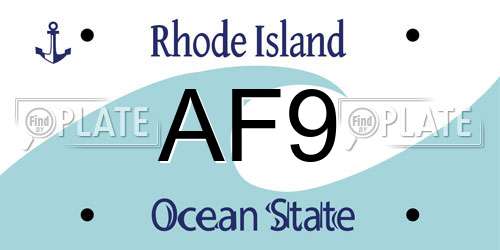 AF9 Rhode Island License Plate
