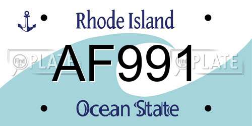 AF991 Rhode Island License Plate