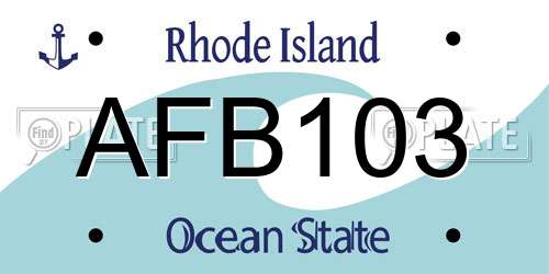 AFB103 Rhode Island License Plate