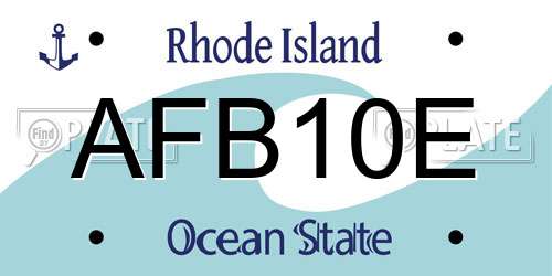 AFB10E Rhode Island License Plate
