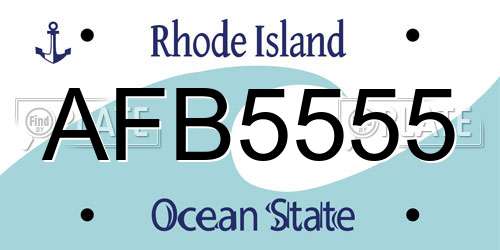 AFB5555 Rhode Island License Plate