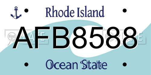 AFB8588 Rhode Island License Plate