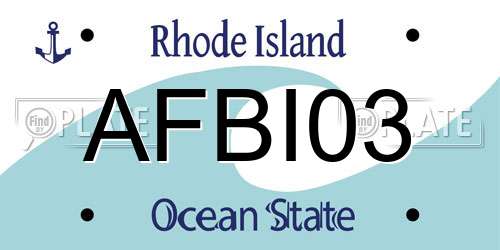 AFBI03 Rhode Island License Plate