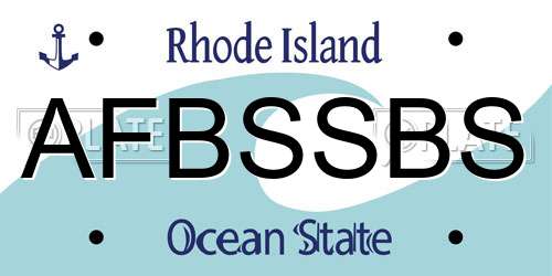 AFBSSBS Rhode Island License Plate
