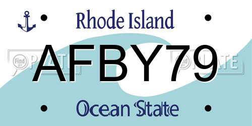 AFBY79 Rhode Island License Plate