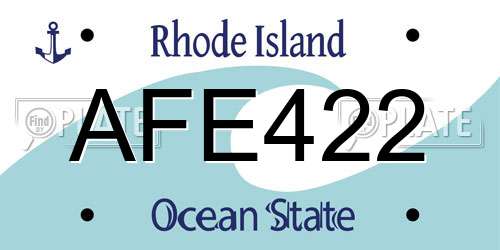 AFE422 Rhode Island License Plate