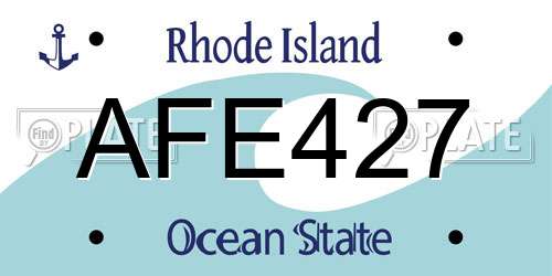 AFE427 Rhode Island License Plate