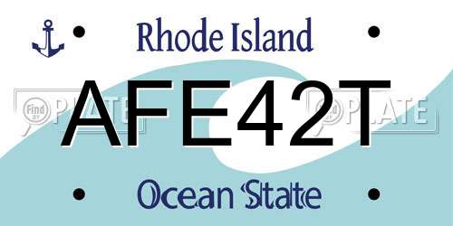 AFE42T Rhode Island License Plate
