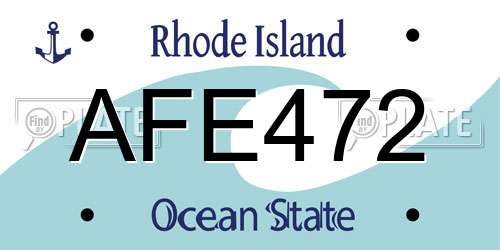AFE472 Rhode Island License Plate