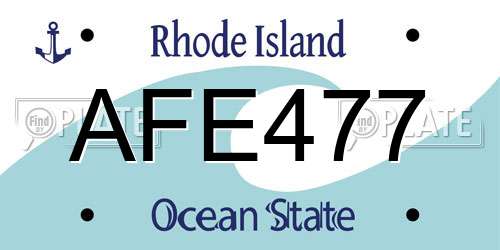 AFE477 Rhode Island License Plate