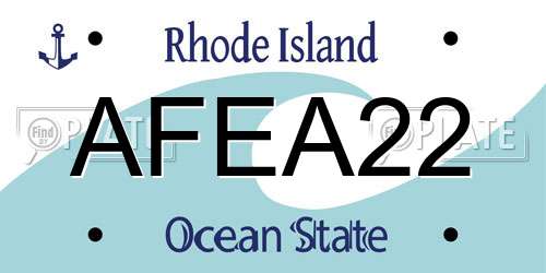 AFEA22 Rhode Island License Plate
