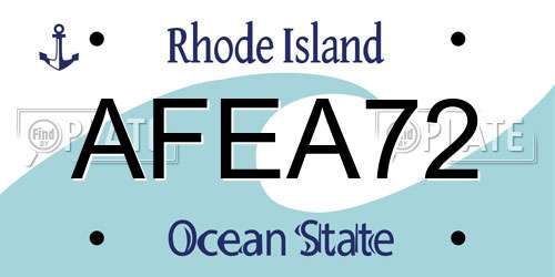AFEA72 Rhode Island License Plate