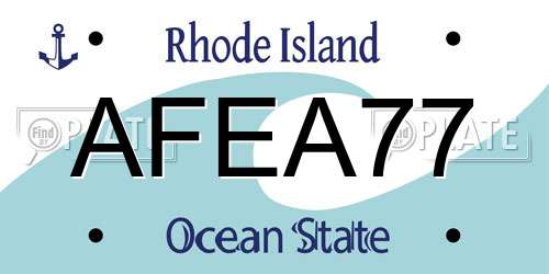AFEA77 Rhode Island License Plate