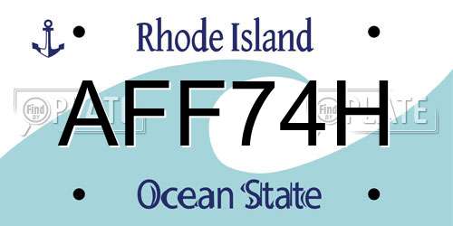 AFF74H Rhode Island License Plate
