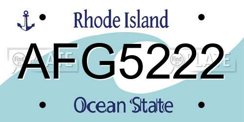 AFG5222 Rhode Island License Plate