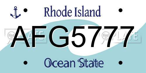 AFG5777 Rhode Island License Plate