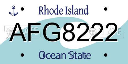 AFG8222 Rhode Island License Plate