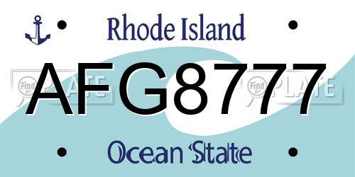 AFG8777 Rhode Island License Plate