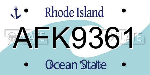 AFK9361 Rhode Island License Plate