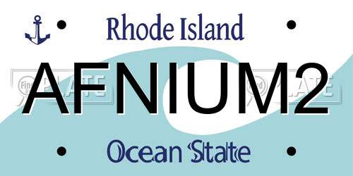 AFNIUM2 Rhode Island License Plate