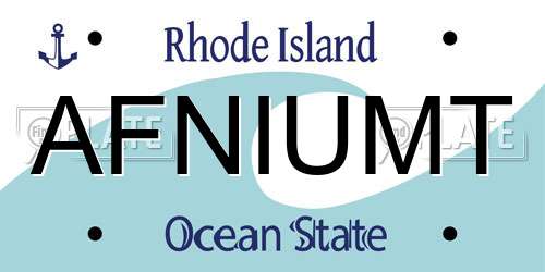AFNIUMT Rhode Island License Plate