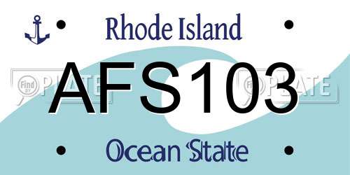 AFS103 Rhode Island License Plate