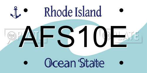 AFS10E Rhode Island License Plate