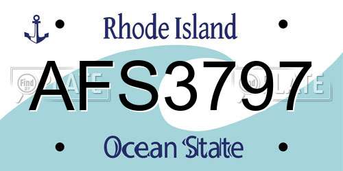 AFS3797 Rhode Island License Plate