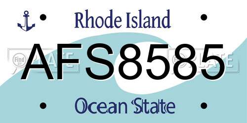 AFS8585 Rhode Island License Plate