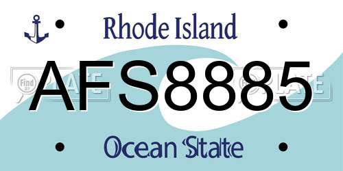 AFS8885 Rhode Island License Plate