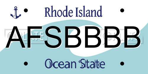 AFSBBBB Rhode Island License Plate