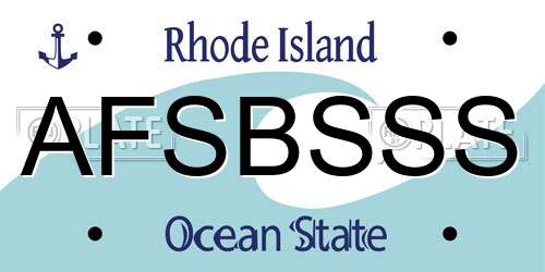 AFSBSSS Rhode Island License Plate