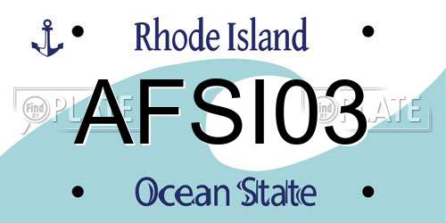 AFSI03 Rhode Island License Plate