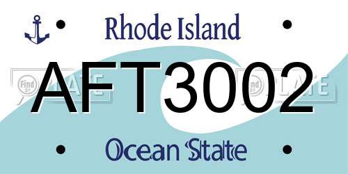 AFT3002 Rhode Island License Plate