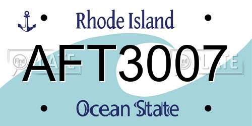 AFT3007 Rhode Island License Plate