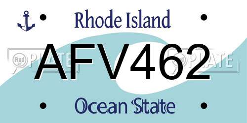 AFV462 Rhode Island License Plate