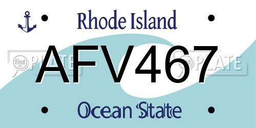 AFV467 Rhode Island License Plate