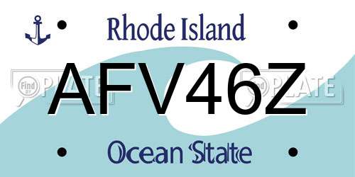 AFV46Z Rhode Island License Plate