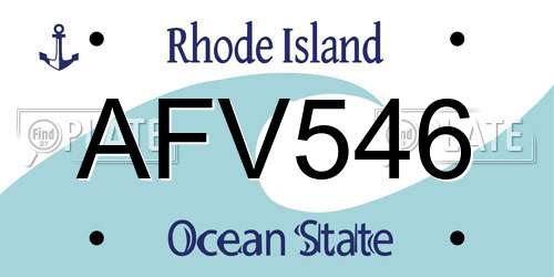AFV546 Rhode Island License Plate
