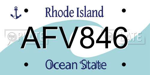 AFV846 Rhode Island License Plate